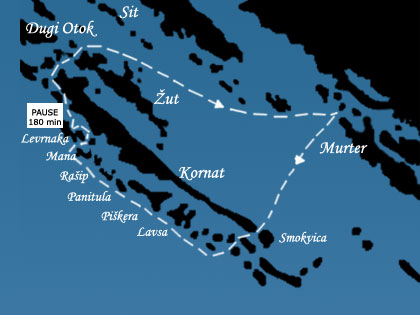 Escursione in Parco nazionale Kornati in barca Galeb - carta geografica di Kornati